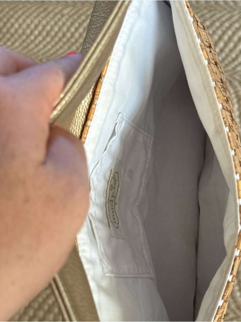 Neutral Cork & Gold Pineapple Clutch - Women's Envelope Bag - Picture 8 of 9
